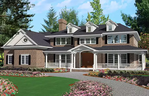 image of colonial house plan 3100